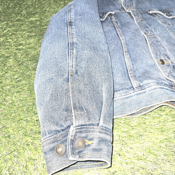 Denim Jean Jacket with Tan Collar Vintage 2000's - Picture 5 of 12